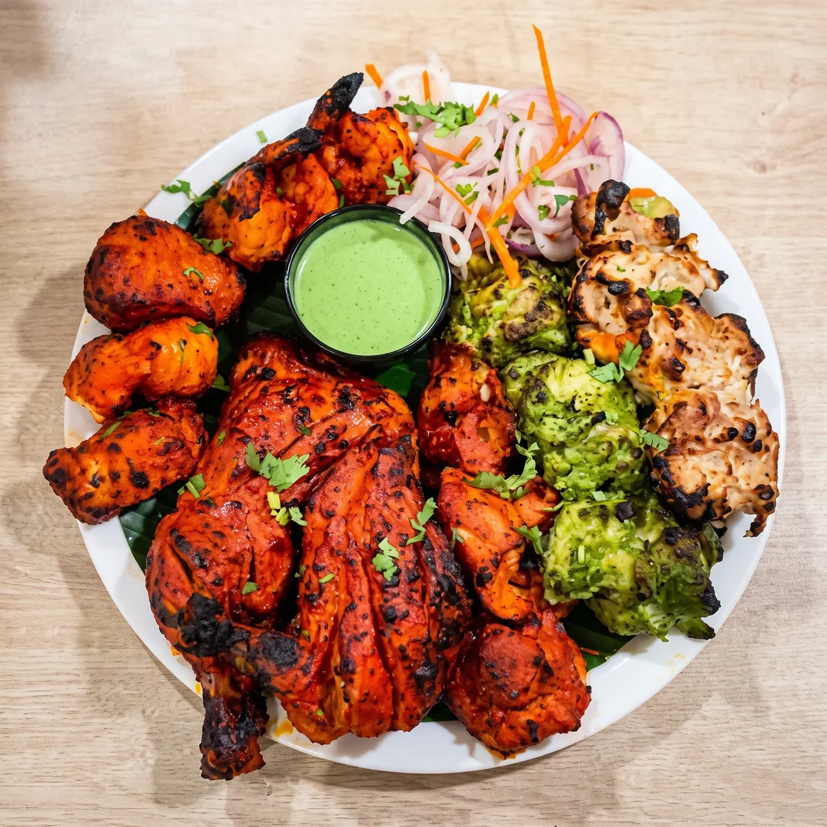 Tandoori non-veg platter with tandoori chicken, malai tikka, basil tikka and seekh kebab at Indian Spice Route, Niagara Falls